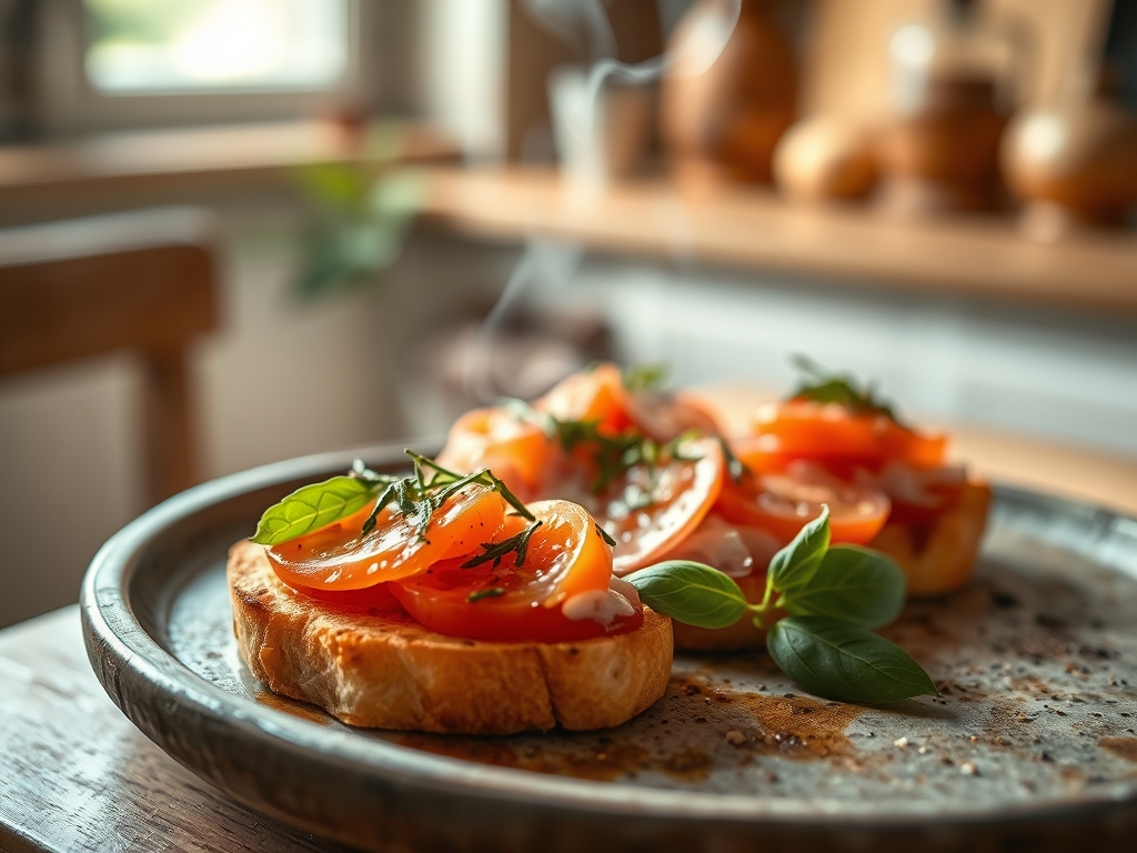 Bruschetta de tomate defumado