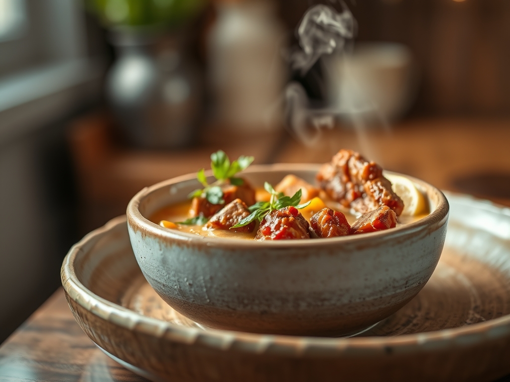 Caldo de abóbora e carne seca