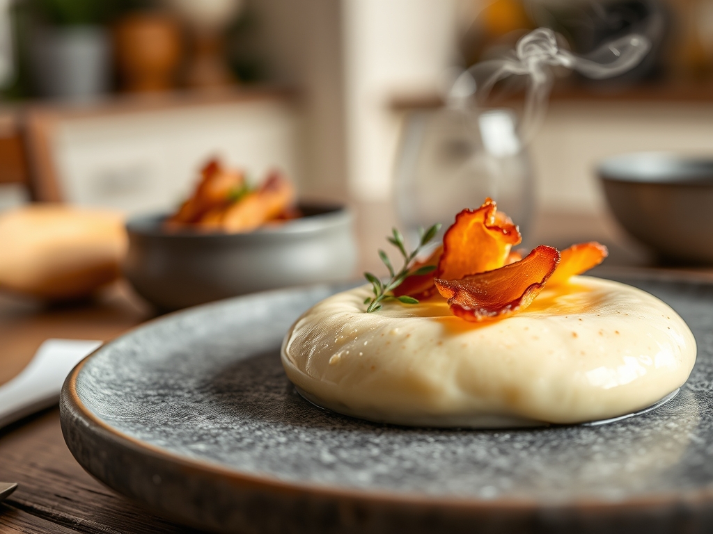 Creme de ervilha com bacon crocante