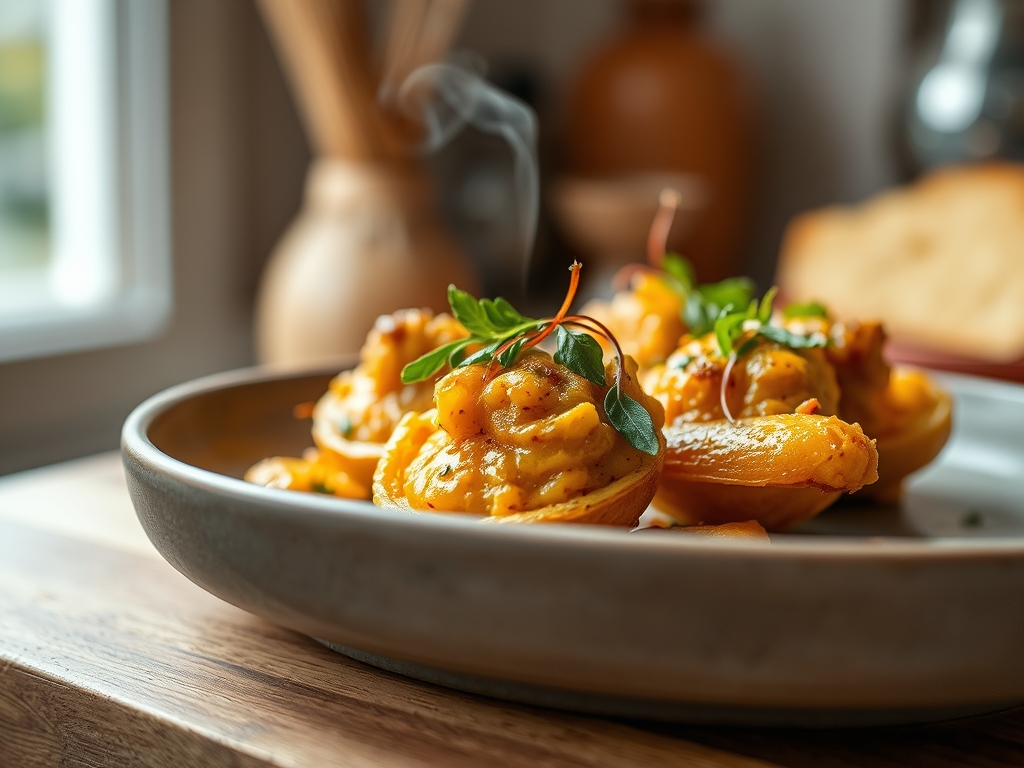 Espetinho de frango ao curry