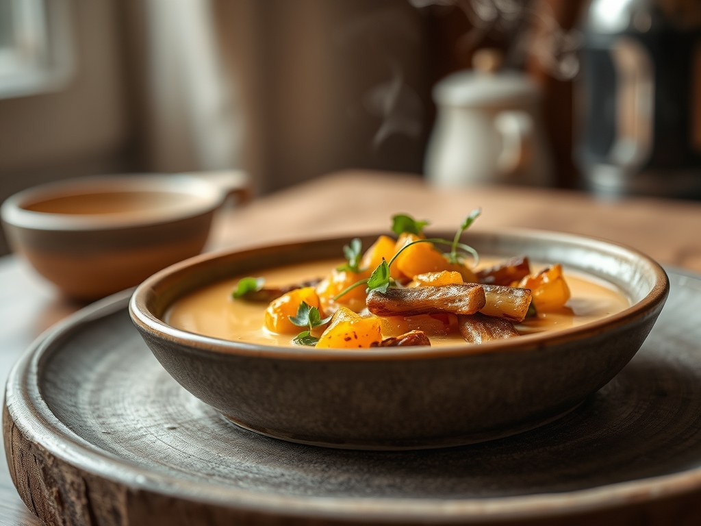 Sopa de aspargos brancos elegante