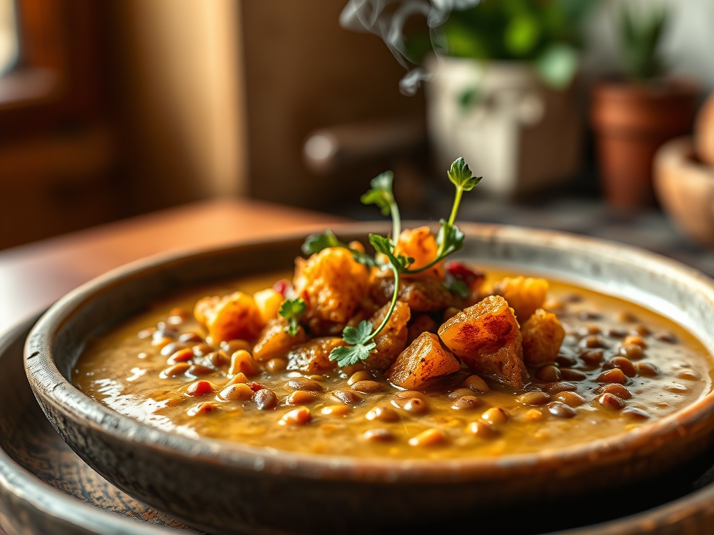 Sopa de lentilha com especiarias