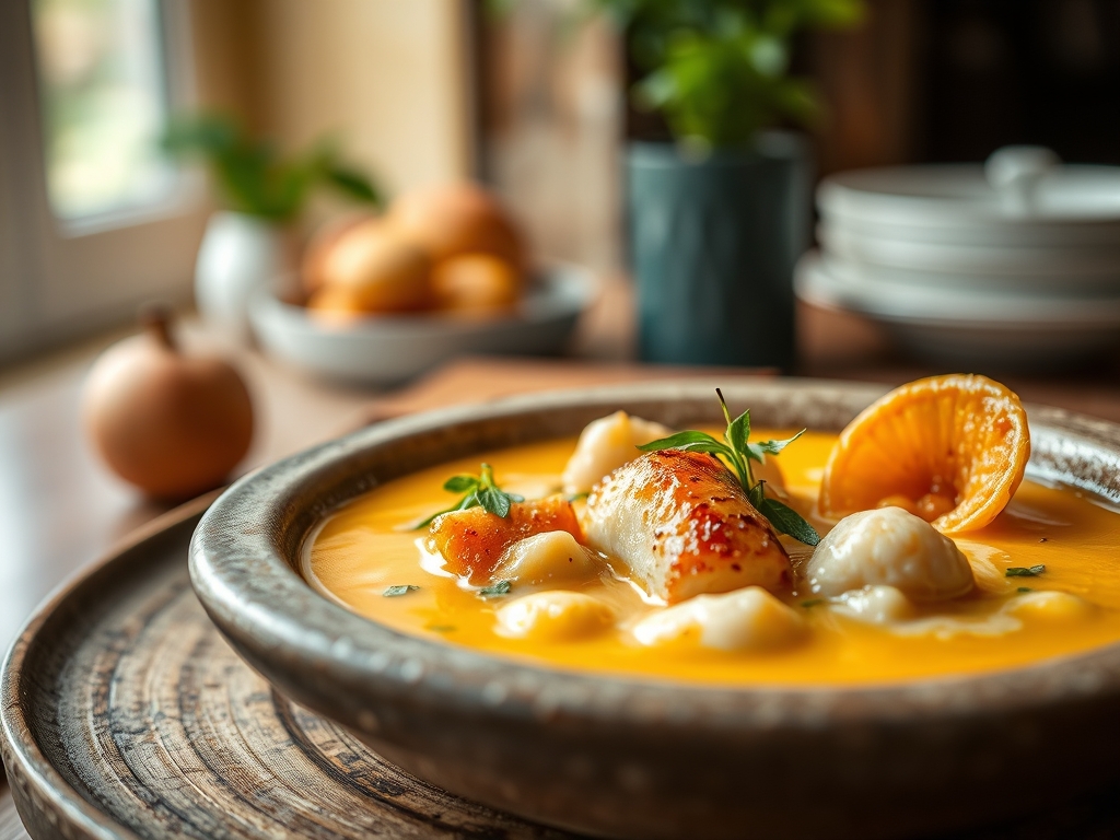 Sopa de peixe e marisco rústica