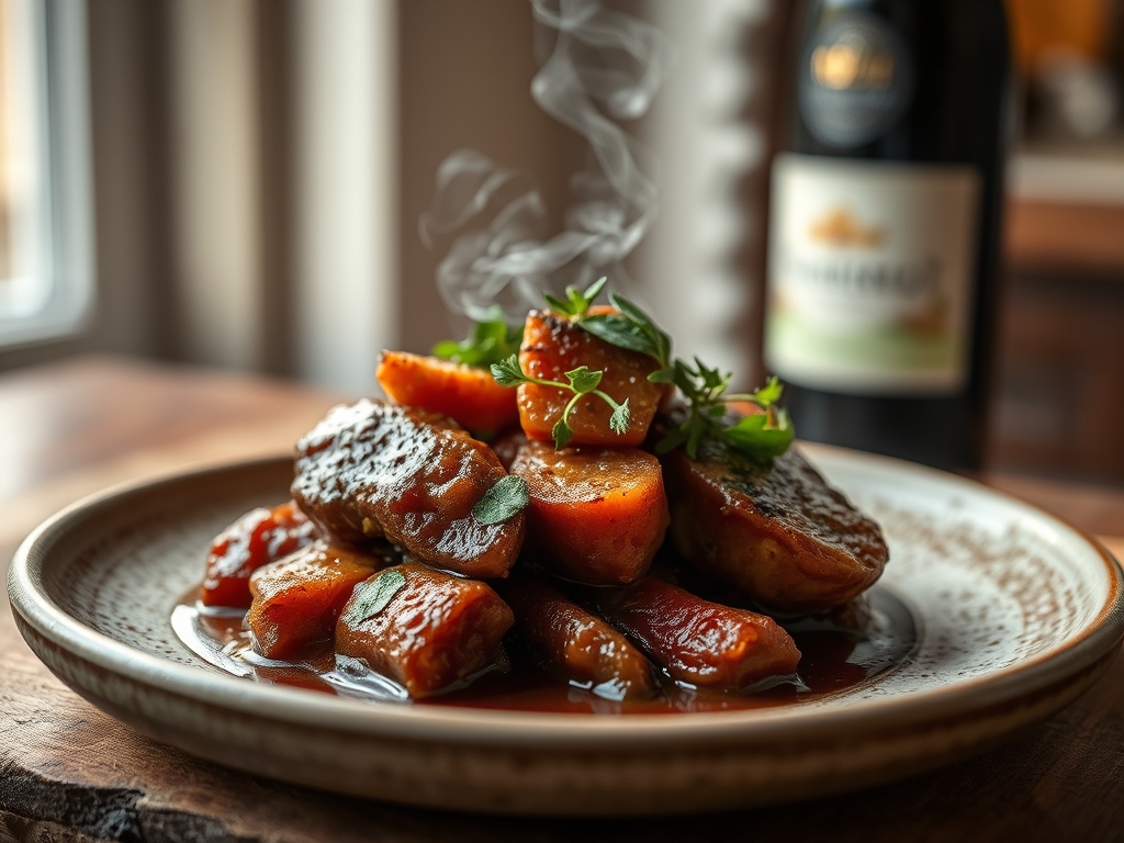 Ensopado de carne com vinho tinto